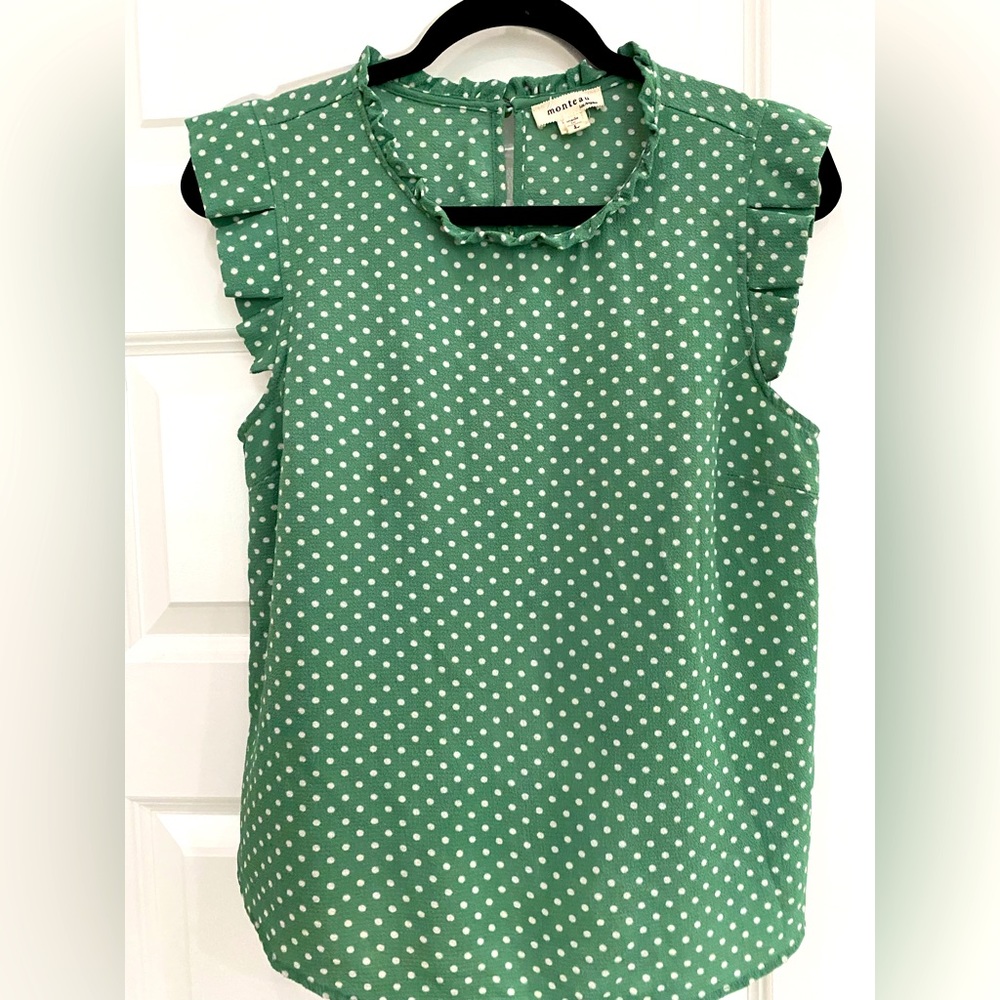 Monteau Polka-Dot Green Blouse